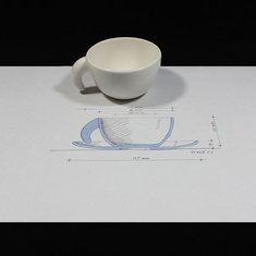 Andrea Branzi GIOTTO Tea Cup w/ Original Drawing objects giotto