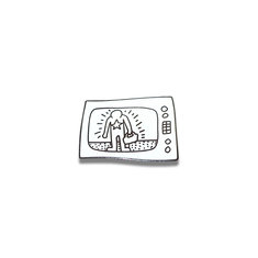 Keith Haring DETAIL FROM T.V. MAN 1  Brooch ARCHIVED writing tools pens